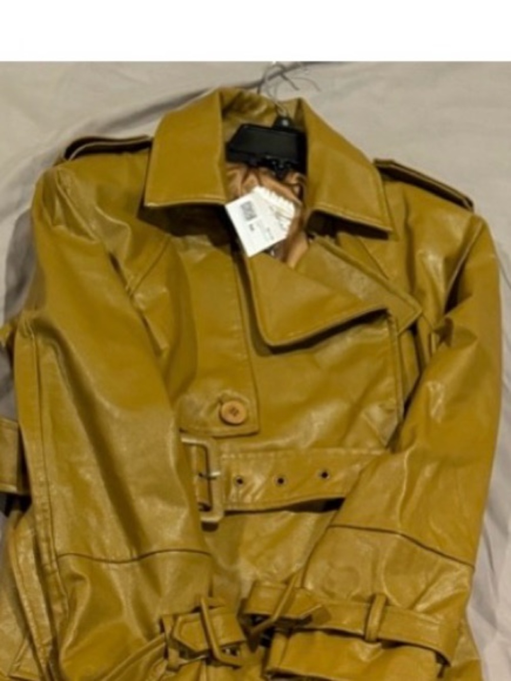 NWT • FOREVER 21 LUXE XX1 Collection • Long Faux-Leather Belted Trench Coat - Picture 4 of 5